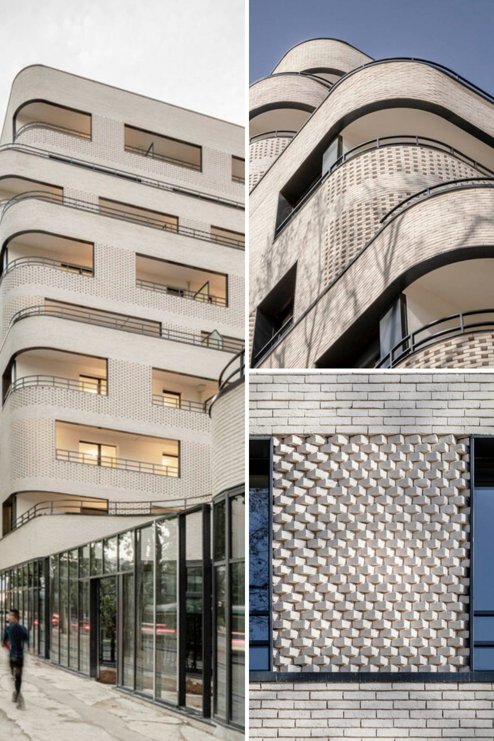 Bež zgrada sa zaobljenim uglovima — detalj